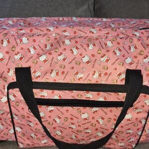 Hello Kitty Pink Travel Tote with Black Straps Dufflr Bag New